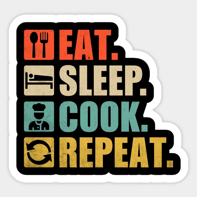 Eat Sleep Cook Repeat Sticker by Fun Planet